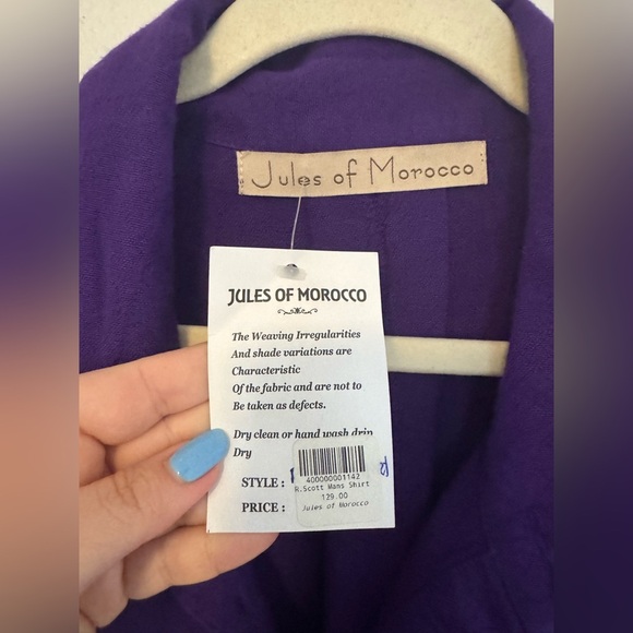 NEW Jules of Morocco Womens Boyfriend Oversized Button Down One Size Purple NWT - Picture 4 of 8